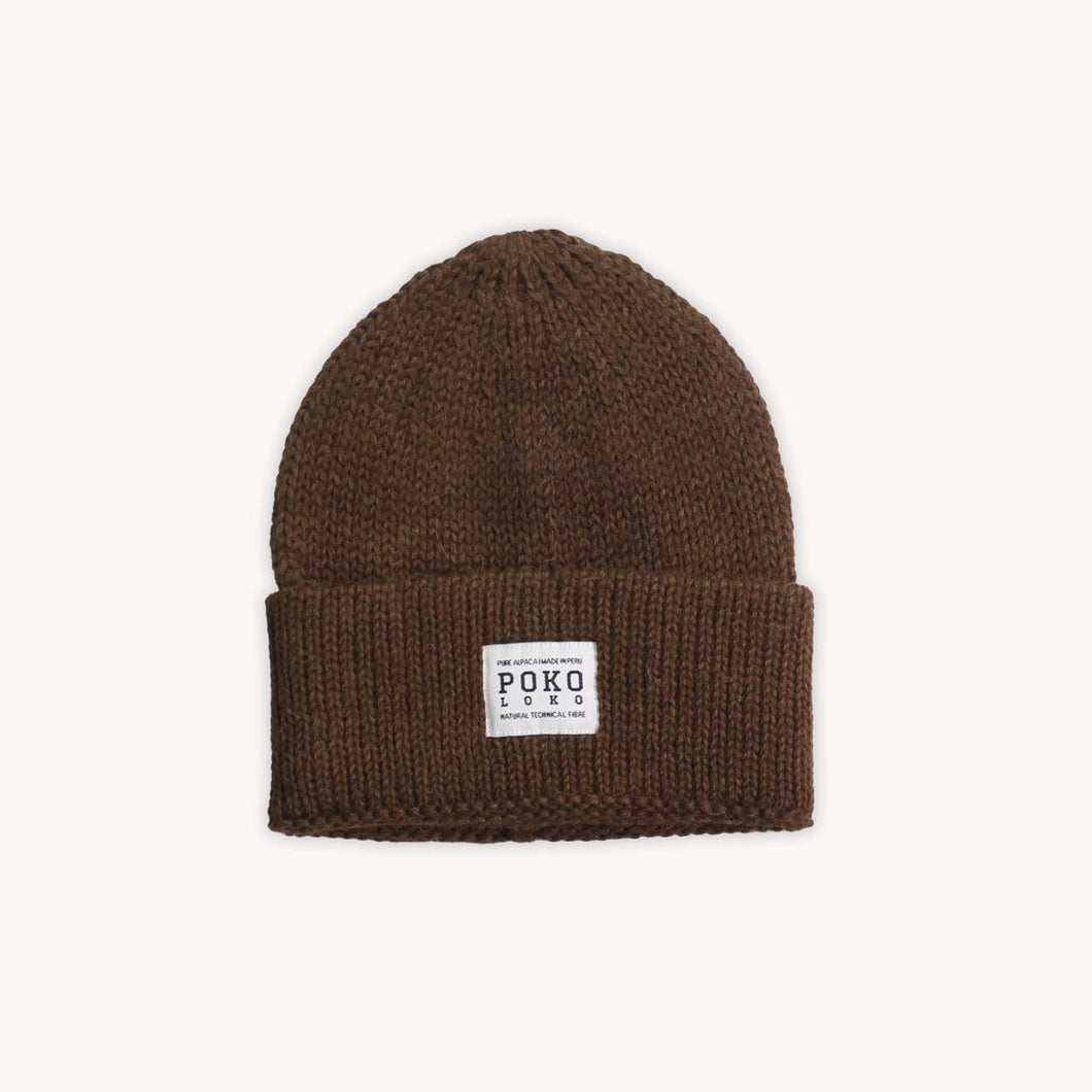 TUQUE TISSÉE MAIN - 100% PUR ALPAGA - BRUNE